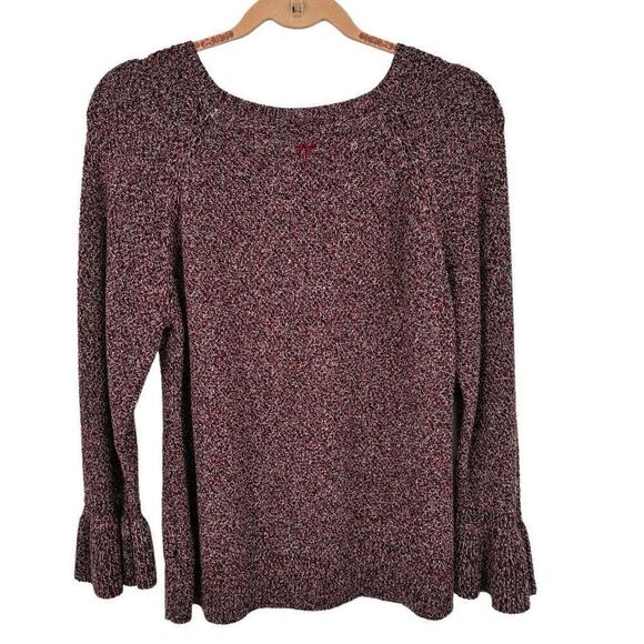 Tyler Boe Ruffle Sleeve Sweater Burgundy Large - Picture 4 of 7